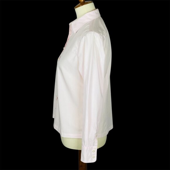 Lands End No Iron Supima Cotton Button Up Blouse Sz PM Blush Pink Career Office - Picture 5 of 7